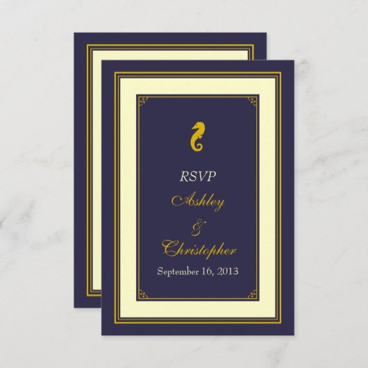 Carte de réponse de mariage nautique Poisson Cheva (Devant / Derrière)