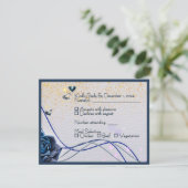 Carte de réponse de mariage Navy Argent Or (Debout devant)