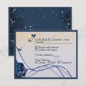 Carte de réponse de mariage Navy Argent Or (Devant / Derrière)