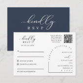 Carte de réponse de mariage Navy Blue Classic RSVP (Devant / Derrière)