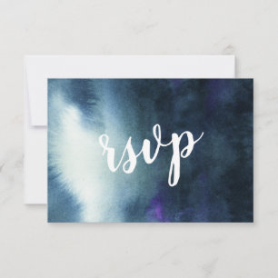 Carte de réponse de mariage Navy Blue Gold avec ch