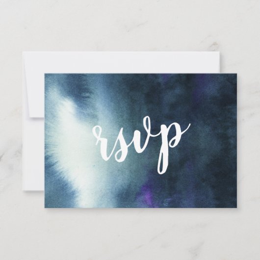 Carte de réponse de mariage Navy Blue Gold avec ch (Devant)