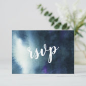 Carte de réponse de mariage Navy Blue Gold avec ch (Debout devant)