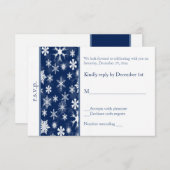 Carte de réponse de mariage Navy et flocons de nei (Devant / Derrière)