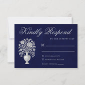 Carte de réponse de mariage Navy Heritage au monog (Devant)