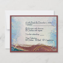 Carte de réponse de mariage Navy Silver Gold