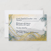 Carte de réponse de mariage Navy Silver Gold (Devant)