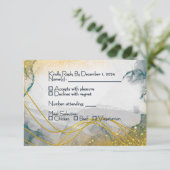 Carte de réponse de mariage Navy Silver Gold (Debout devant)
