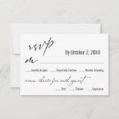Carte de réponse de mariage noir à choix de menu s (Devant)
