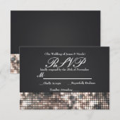 Carte de réponse de mariage noir de glamour à pail (Devant / Derrière)
