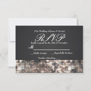 Carte de réponse de mariage noir de glamour à pail