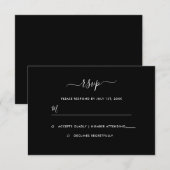 Carte de réponse de mariage noir et blanc (Devant / Derrière)