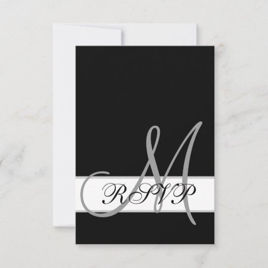 Carte de réponse de mariage noir et blanc avec mon (Devant)