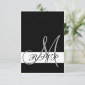 Carte de réponse de mariage noir et blanc avec mon (Debout devant)