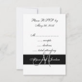 Carte de réponse de mariage noir et blanc avec mon (Dos)