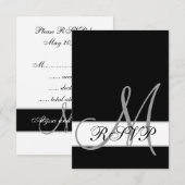 Carte de réponse de mariage noir et blanc avec mon (Devant / Derrière)