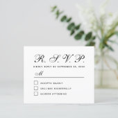 Carte de réponse de mariage noir et blanc RSVP Bud (Debout devant)