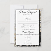 Carte de réponse de mariage noir et or (Devant)