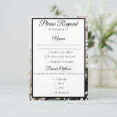 Carte de réponse de mariage noir et or (Debout devant)