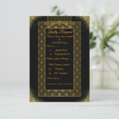 Carte de réponse de mariage Noir et Or | Élégant (Debout devant)