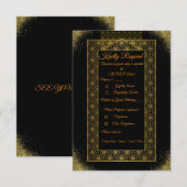 Carte de réponse de mariage Noir et Or | Élégant (Devant / Derrière)