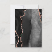 Carte de réponse de mariage noir rose or agate (Dos)