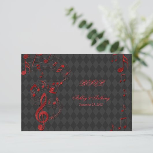 Carte de réponse de mariage Notes de musique Arleq (Debout devant)
