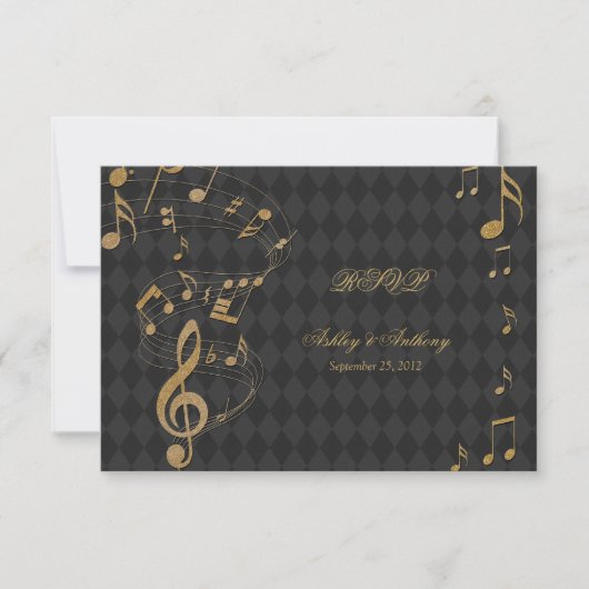 Carte de réponse de mariage Notes de musique Harle (Devant)