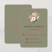 Carte de réponse de mariage occidental Boho floral (Devant / Derrière)