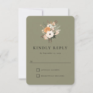 Carte de réponse de mariage occidental Boho floral