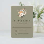 Carte de réponse de mariage occidental floral boho (Debout devant)