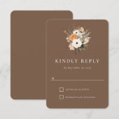 Carte de réponse de mariage occidental floral boho (Devant / Derrière)