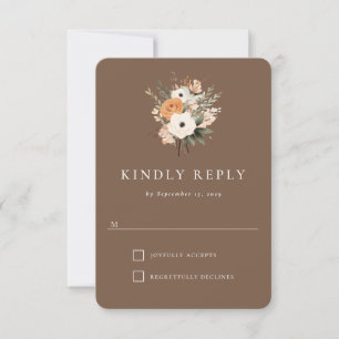 Carte de réponse de mariage occidental floral boho