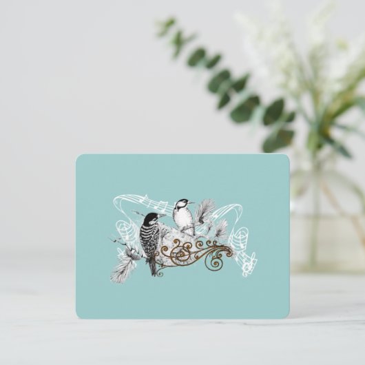 Carte de réponse de mariage oiseau d'amour bleu po (Debout devant)