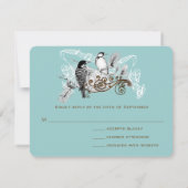 Carte de réponse de mariage oiseau d'amour bleu po (Dos)