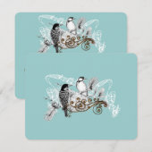 Carte de réponse de mariage oiseau d'amour bleu po (Devant / Derrière)
