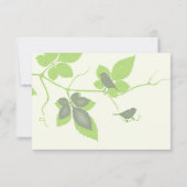 Carte de réponse de mariage Oiseaux et feuilles gr (Dos)