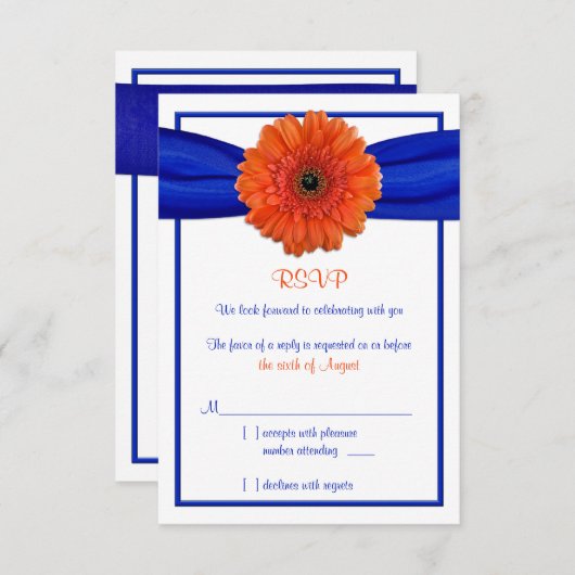 Carte de réponse de mariage orange gerbera daisy b (Devant / Derrière)