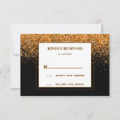 Carte de réponse de mariage Paillettes dorées (Devant)