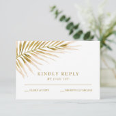 Carte de réponse de mariage Palm Or Tropical (Debout devant)