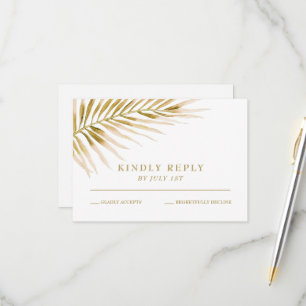 Carte de réponse de mariage Palm Or Tropical