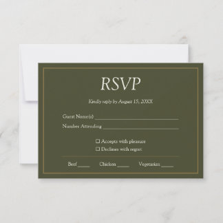 Carte de réponse de mariage Palm Peacock vert oliv