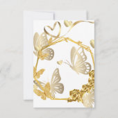 Carte de réponse de mariage Papillon doré élégant (Dos)