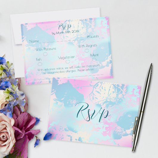 Carte de réponse de mariage pastel abstrait modern