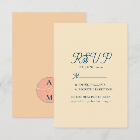 Carte de réponse de mariage Peach Fuzz (Devant / Derrière)