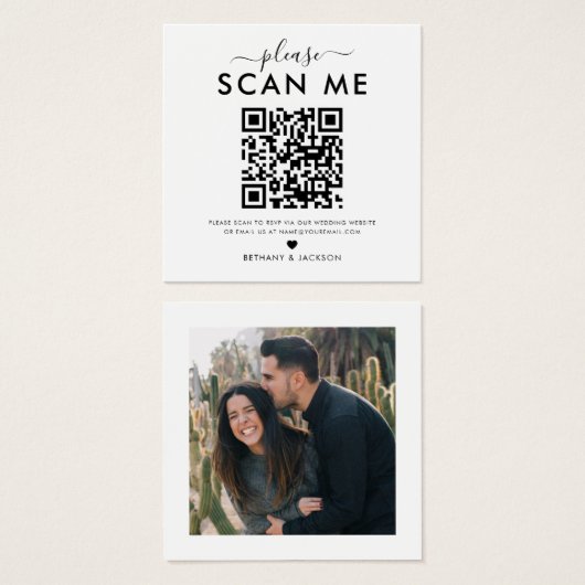 Carte de réponse de mariage photo Code QR (Devant & derrière)
