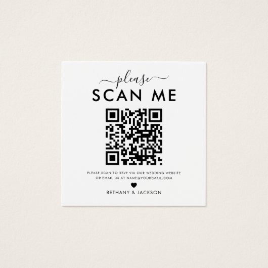 Carte de réponse de mariage photo Code QR (Devant)