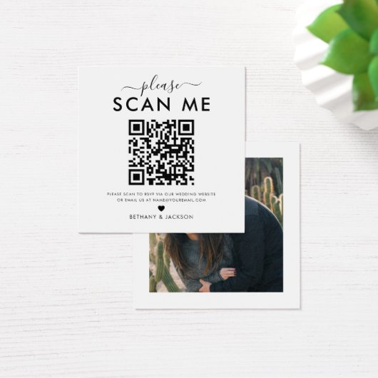 Carte de réponse de mariage photo Code QR (Bureau)