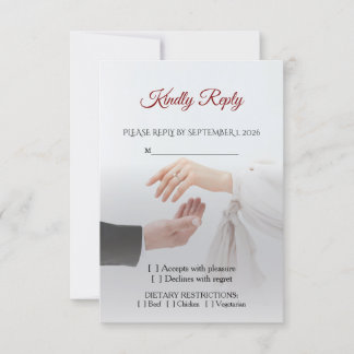 Carte de réponse de mariage photo élégante blanche