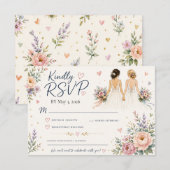Carte de réponse de mariage pour deux mariées (Devant / Derrière)